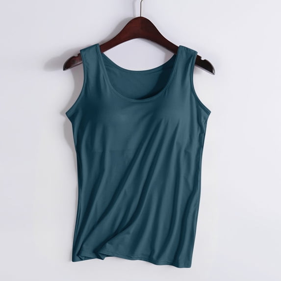 Tank Tops for Women under $5 Plus Size Sawvnm Ladies Camisole With Chest Pad No Steel Rings Bottom Underwear Yoga Sports Tank Tops for Women Navy M