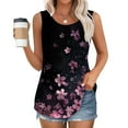 thumbnail image 1 of Tank Tops for Women under $5 Plus Size Sleeveless Crew-neck Print Loose Casual Pleated Top Multicolor 2XL, 1 of 6