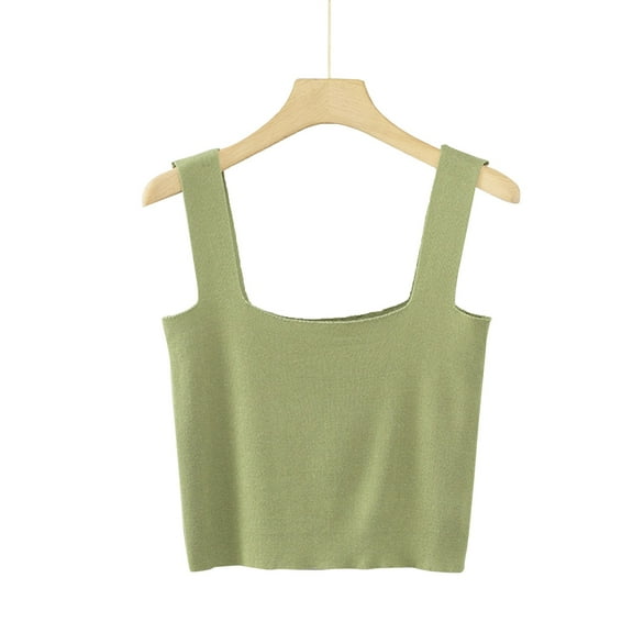 Tank Tops for Women under $5 Sleeveless Round Neck Tank Ladies Summer Printed Top Green Free Size