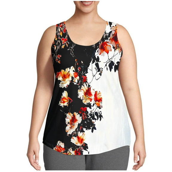 Tank Tops for Women under $5 Sleeveless Round-neck Printed Summer Casual Loose Plus Camisoles Tank 4-Multicolor L
