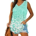 thumbnail image 1 of Tank Tops for Women under $5 Sleeveless V-Neck Basic Casual Flowy Summer T-Shirt Green XL, 1 of 5