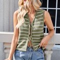 thumbnail image 1 of Tank Tops for Women under $5 Sleeveless V-Neck Stripe Bandage Casual T-shirt Tank Army Green S, 1 of 6