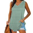 thumbnail image 1 of Tank Tops for Women under $5 Sleeveless V-Neck Stripe Basic Casual Flowy Summer T-Shirt Green XL, 1 of 5