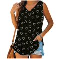 thumbnail image 1 of Tank Tops for Women under $5 V-Neck Basic Casual Flowy Summer Sleeveless Print Tank T-Shirt Black L, 1 of 5