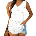 thumbnail image 1 of Tank Tops for Women under $5 V-Neck Basic Casual Flowy Summer Sleeveless Print Tank T-Shirt White L, 1 of 5