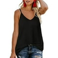 thumbnail image 1 of Tank Tops for Women under $5 V-Neck Sleeveless Summer Solid Loose Blouse Black XL, 1 of 6