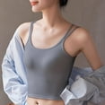 thumbnail image 1 of Plus Size Tank Tops for Women with Bra Pads Underneath Solid Color Base Chest Wrapped O-neck Camisole Gray M, 1 of 4