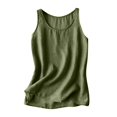 thumbnail image 1 of Tank Tops for Womens Summer Solid Color Linen Top Oversized Cotton Linen Vest Plain Sleeveless Tshirts Loose Blouses Cami Tank Tee Shirt, 1 of 3