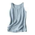 thumbnail image 1 of Tank Tops for Womens Summer Solid Color Linen Top Oversized Cotton Linen Vest Plain Sleeveless Tshirts Loose Blouses Cami Tank Tee Shirt, 1 of 3