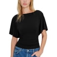 thumbnail image 1 of Tank Tops for Womens Waist Short Sleeve Tops Casual Boat Neck Ruched Knit Top Trendy Going Out Tee Shirts, 1 of 6