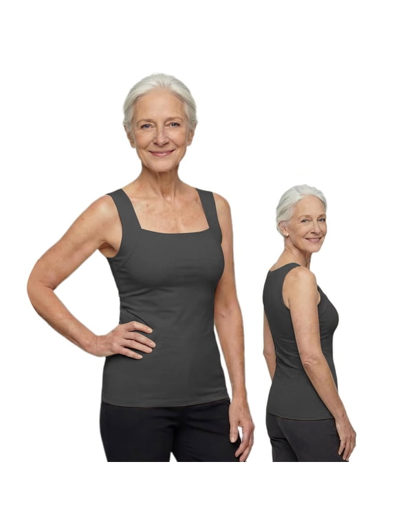 Tank Tops with Built in Bra for Women 2026 Comfort U Neck Shapewear Shirts High Strechy Sleeveless Slim Fit Clothes, 2XL