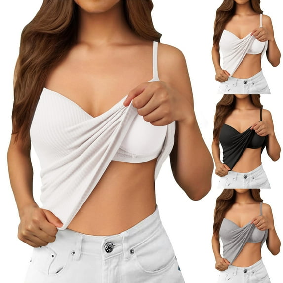 Tank Tops with Built in Bra for Women 2026 Racerback Workout Loungewear Camisole Summer Sports Padded Tube Casual Yoga Tops Black, Size L