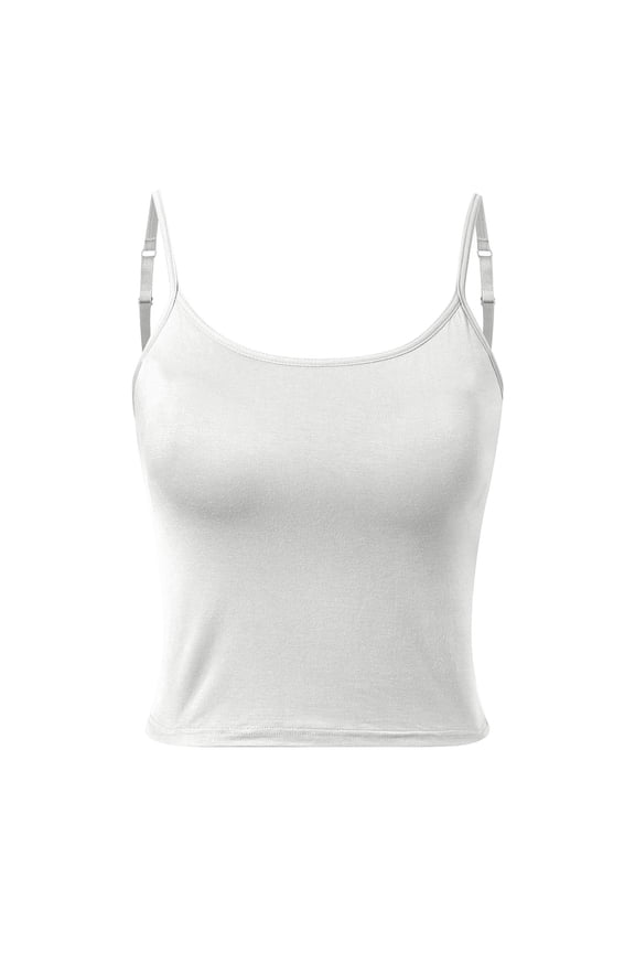 Tank Tops with Built in Bras Padded Sports Bra Fitness Workout Running Shirts Adjustable Strap Casual Basic Camisole White, Size L