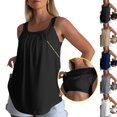 thumbnail image 1 of Tank Tops with Built in Bras Sleeveless Wide Strap Plus Size Camisole Square Neck Pleated Loose Cami Tank Shirts,L,Black, 1 of 8