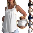 thumbnail image 1 of Tank Tops with Built in Bras Sleeveless Wide Strap Plus Size Camisole Square Neck Pleated Loose Cami Tank Shirts,XL,White, 1 of 1