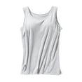 thumbnail image 1 of Tank Tops with Built in Bras for Women Sports Cute Cami Workout Plus Size Camisoles Under Clothes Gray 2XL, 1 of 4