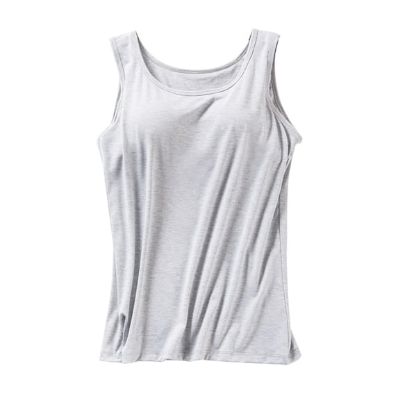 Tank Tops with Built in Bras for Women Sports Cute Cami Workout Plus Size Camisoles Under Clothes Gray 2XL