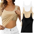 thumbnail image 1 of Tank Tops with Built in Bras for Women Sports Cute Camisole Workout Plus Size Camisoles Spaghetti Straps Under Clothes Black, Size L, 1 of 9