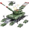 thumbnail image 1 of Tank Toys for 3 4 5 6 7 8 Year Old Boys - Army Toys Tank with 6PCS Alloy Die-Cast Army Vehicles, Military Toy Tank with Light, Sound & Missiles Shooting, Christmas Birthday Gift for Kids Boys, 1 of 8