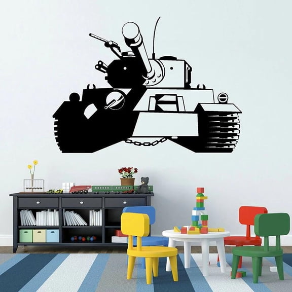 Tank Wall Art Decal Childrens Room Boys Bedroom Army Themed Home Decor Vinyl Window Stickers Nursery Creative Wallpaper 57x78cm