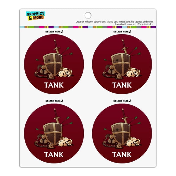 Tank Warrior RPG MMORPG Class Role Playing Game Refrigerator Fridge Locker Vinyl Circle Magnet Set