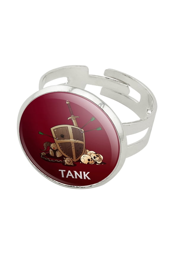 Tank Warrior RPG MMORPG Class Role Playing Game Silver Plated Adjustable Novelty Ring