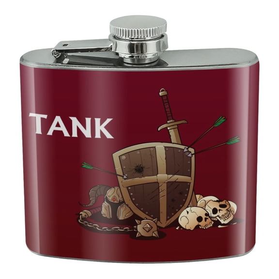 Tank Warrior RPG MMORPG Class Role Playing Game Stainless Steel 5oz Hip Drink Kidney Flask