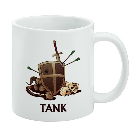 Tank Warrior RPG MMORPG Class Role Playing Game White Mug