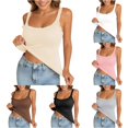 thumbnail image 1 of Tank With Built In Bras Lace Spaghetti Strap Camisole Casual Padded Sleeveless Ribbed Shirts Tan Top plus Size Womens Spaghetti Strap Tops, 1 of 9