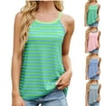 thumbnail image 1 of Tank Woman Tank Top Women Spring And Summer Women's Sleeveless Color Matching Striped Tank Round Neck Tank Sky Blue S, 1 of 8