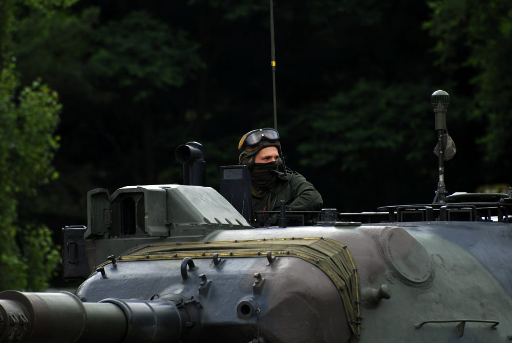Tank commander of a Leopard 1A5 MBT of the Belgian Army Canvas Art - Luc De JaegerStocktrek Images (17 x 12)