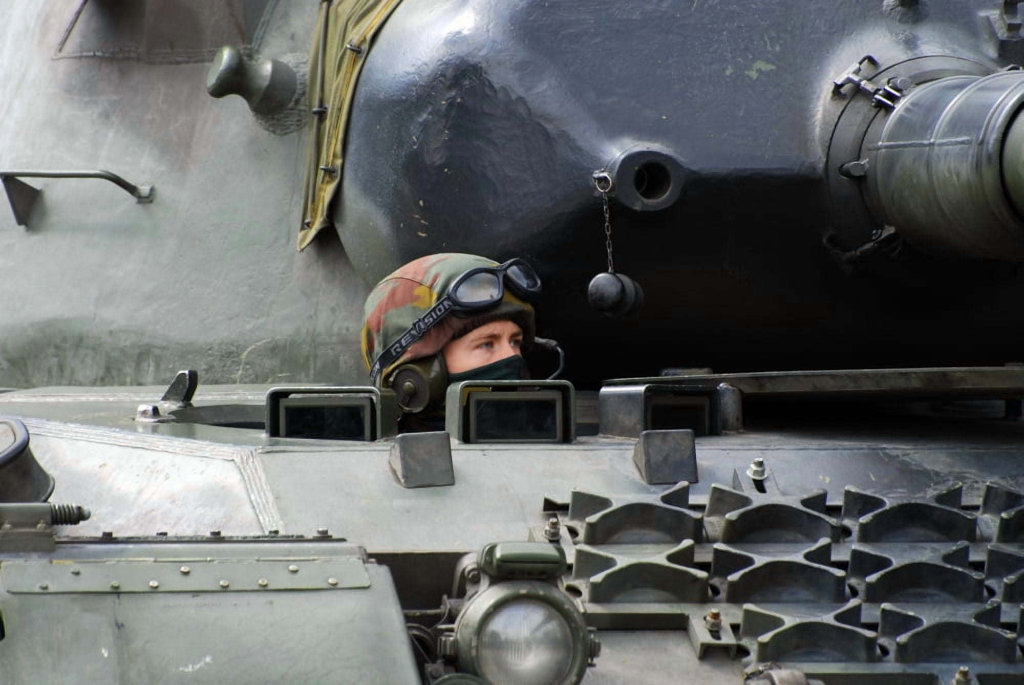 Tank driver of a Leopard 1A5 MBT of the Belgian Army Canvas Art - Luc De JaegerStocktrek Images (17 x 12)