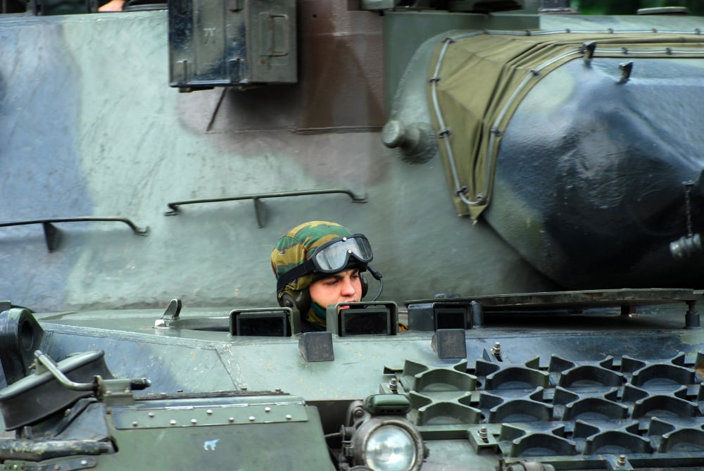 Tank driver of a Leopard 1A5 MBT of the Belgian Army Canvas Art - Luc De JaegerStocktrek Images (34 x 23)