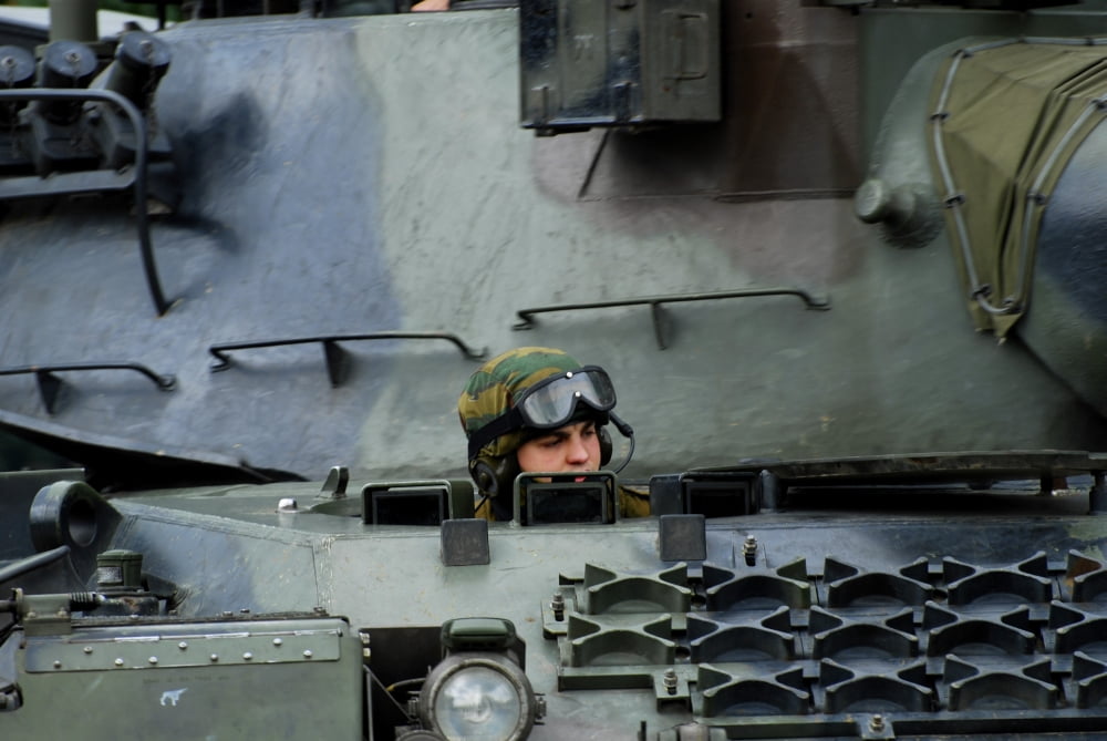 Tank driver of a Leopard 1A5 MBT of the Belgian Army Canvas Art - Luc De JaegerStocktrek Images (34 x 23)