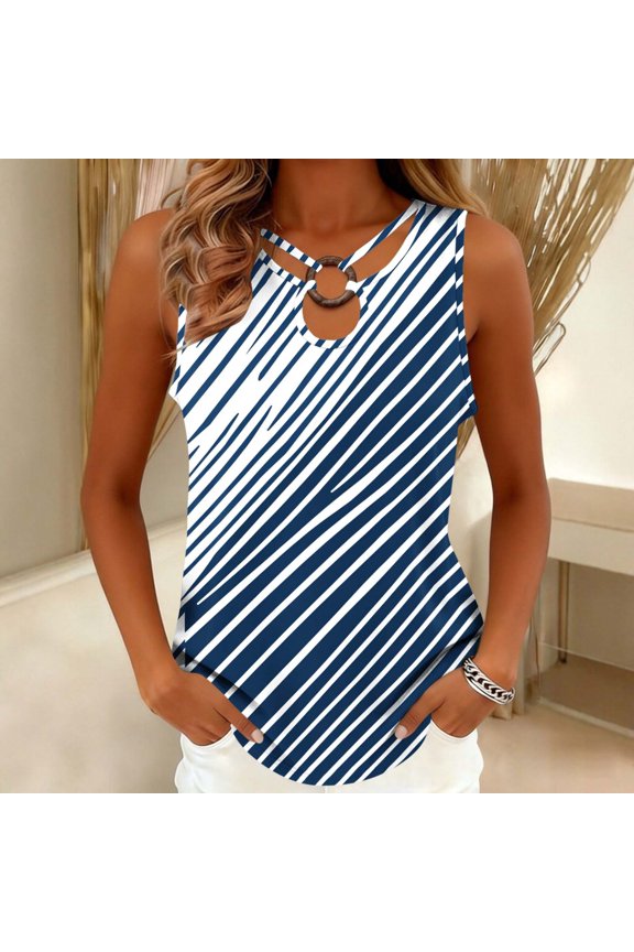 Tank for Women Red White Blue Round Neck Casual Blouse,Fourth of July Top Multicolor XXXL,sold by WHLBF