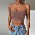 thumbnail image 1 of Tank for Women Short Length U-Neck Crop Camisole with Built-In Bra,Summer Top Khaki XL,sold by WHLBF, 1 of 5