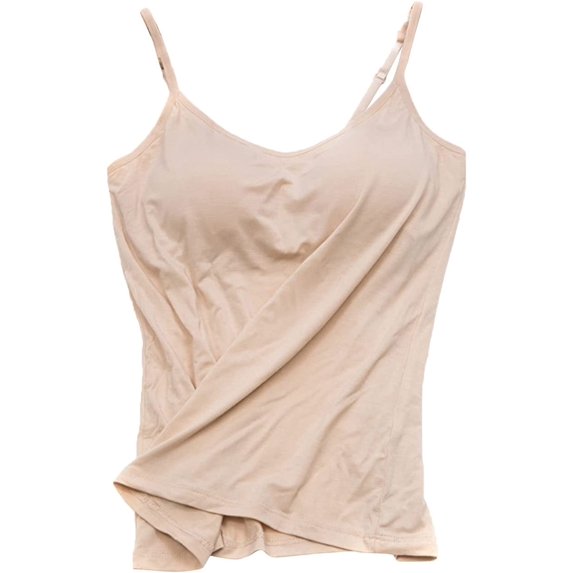 Tank with Built-in Bra for Women - Summer Casual Workout Yoga Sexy Spaghetti Strap Solid Tank Tops with Built-in Cups