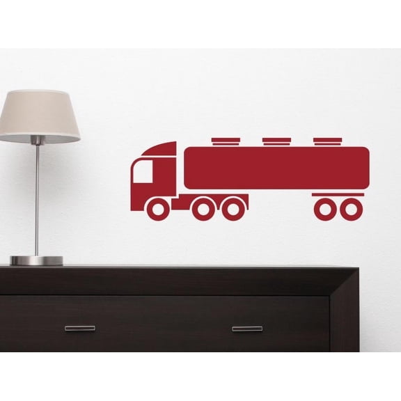 Tanker Truck Wall Decor for Boys Room Semi Wall Art Graphic Decal Sticker 23x8-Inch Red