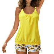 ROY&CHANEY Tankini Bathing Suits For Women Tummy Control 2 Piece Swimsuits Women Tankini Top With Boyshorts