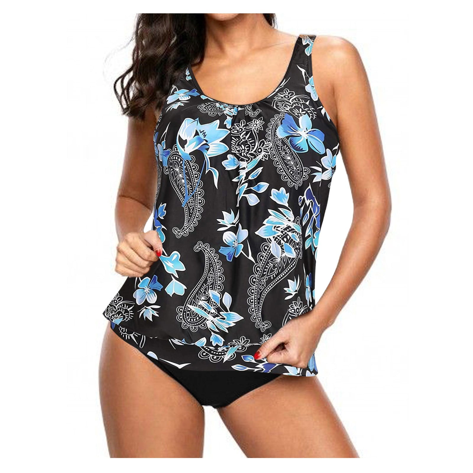Tankini Bathing Suits for Women Tummy Control 2 Piece Swimsuits Blouson