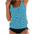 thumbnail image 1 of Tankini Bathing Suits for Women Two Piece Printed Swimsuits Loose Blouson Swim Top with Bikini Bottom Swimwear Light Blue 5XL, 1 of 4