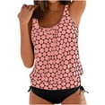 thumbnail image 1 of Tankini Bathing Suits for Women Two Piece Printed Swimsuits Loose Blouson Swim Top with Bikini Bottom Swimwear Pink L, 1 of 4