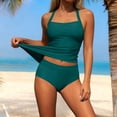 thumbnail image 1 of Tankini Sets for Women Built-in Bra Halter Neck Two Piece Bathing Suits High Waisted Swimsuits Tummy Control Modest Slimming Sporty Swimwear, 1 of 6