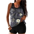 thumbnail image 1 of Tankini Sets for Women Built-in Padded Cups Mesh V Neck Cherry Blossom Floral 2 Piece Swimsuits Tummy Control Slimming Bathing Suits with Shorts, 1 of 4