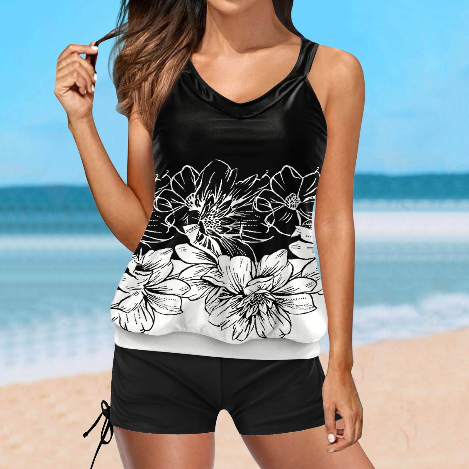 Tankini Swim Suits for Women 2024 Tummy Control Two Piece Plus Size