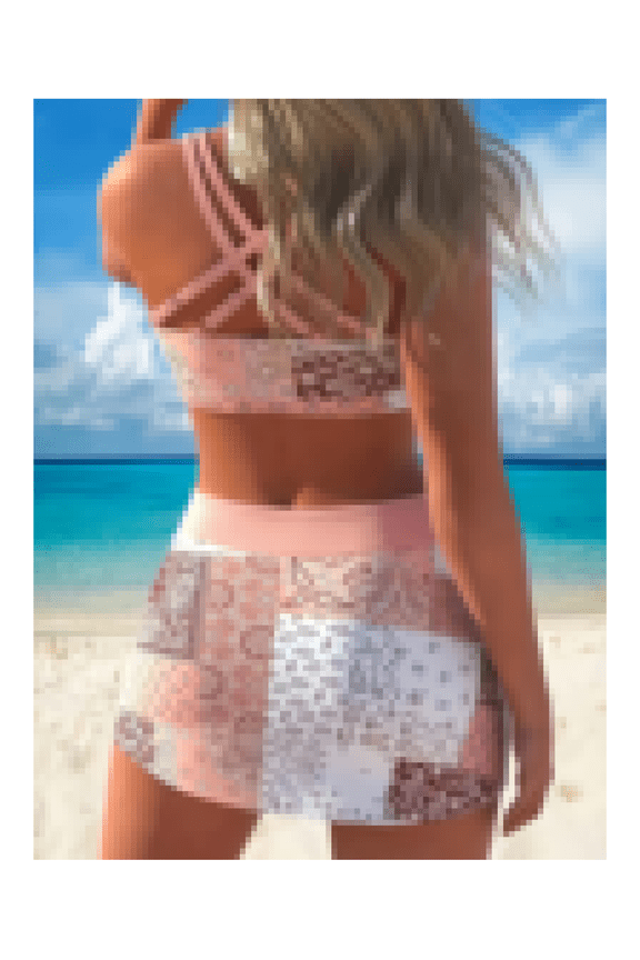 Tankini Swimsuit for Women - Quick Dry Two Piece Swimwear - High Waisted Skirt Bottom - Beach Pool Vacation Bathing Suit - European American Style