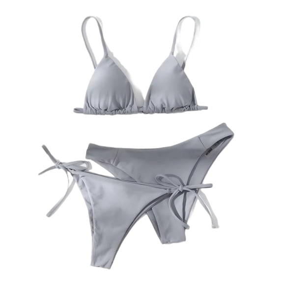 Tankini Swimsuits Backless 3 Piece Bikini Set for Women Padded Solid Color Lace Up Cutout Off Shoulder Sexy Cover Up Beach Vacation Summer Flattering Gray Xl