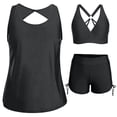 thumbnail image 1 of Tankini Swimsuits for Women Built-in Padded Cups 2 Piece Bathing Suits Loose Fit Tummy Control Tank Top with Ruched Side Boyshorts Full Coverage Swimwear, 1 of 6