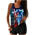thumbnail image 1 of Tankini Swimsuits for Women Loose Comfortable Conservative Two Piece 2024 Summer Independence Day Bathing Suits Tummy Control Flowy Swimwear Floral Print Tank Top with Boyshorts, 1 of 6