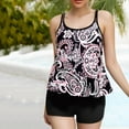 thumbnail image 1 of Tankini Swimsuits for Women Plus Size,Summer Casual Tankini Swimsuits with Shorts,Tankini Bathing Suits for Women,Women's Tie-Dyed Contrast Color Camisole Shoulder Backless Bikini Swimsuit, 1 of 4